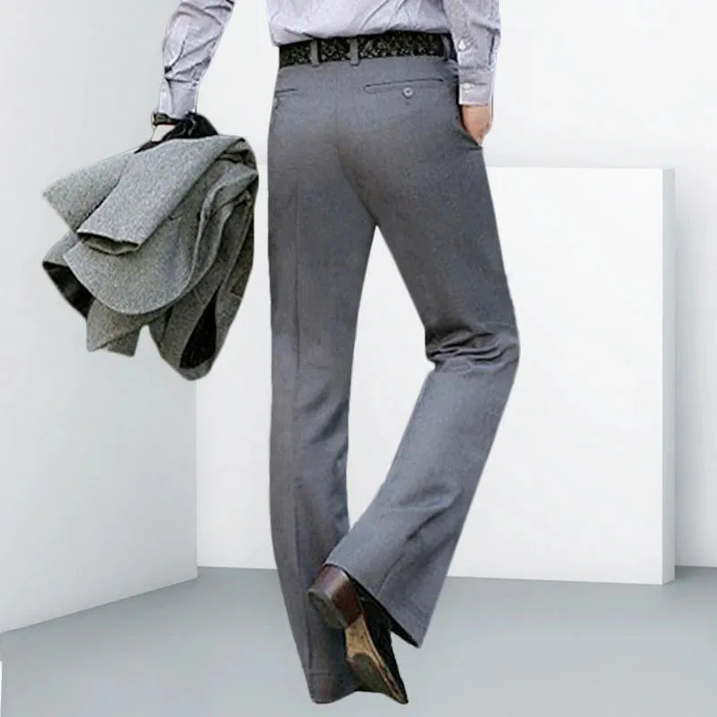 Wiaofellas  -  Wide Leg Male Suit Trousers White Luxury Bell Mouth Draped Flared Fluid Men's Summer Pants Cheap Clothes Offer Korean Style