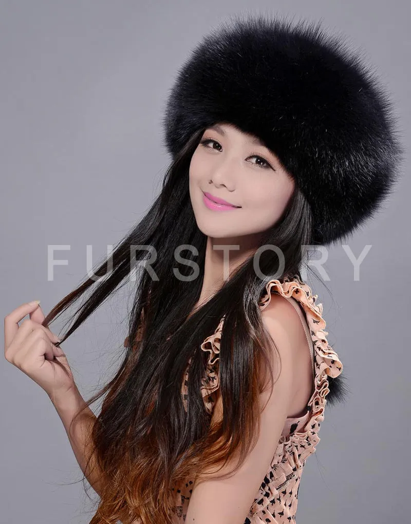 Winter Hats for Women Real Fox Fur Beanie Hat Skullies Cap Womens 13602