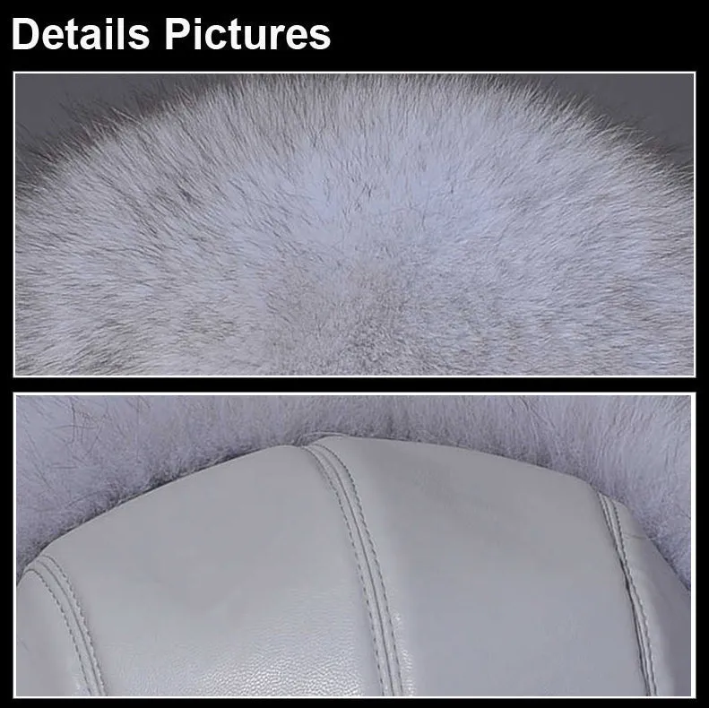 Winter Hats for Women Real Fox Fur Beanie Hat Skullies Cap Womens 13602