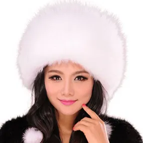 Winter Hats for Women Real Fox Fur Beanie Hat Skullies Cap Womens 13602