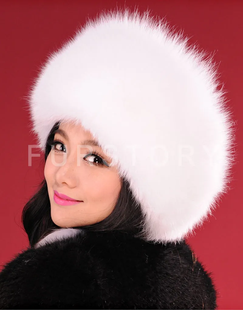 Winter Hats for Women Real Fox Fur Beanie Hat Skullies Cap Womens 13602