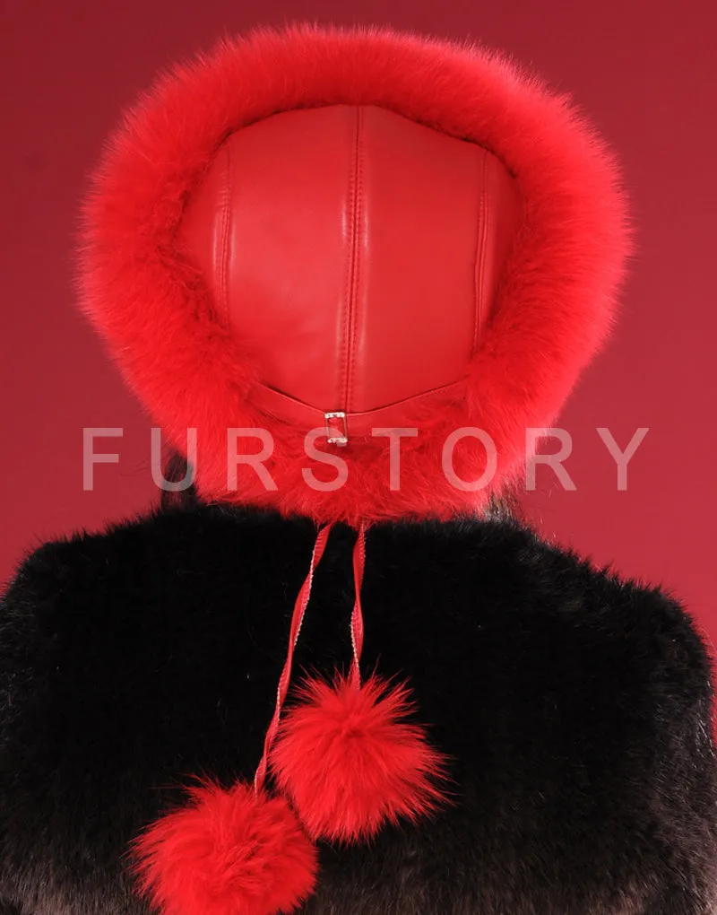 Winter Hats for Women Real Fox Fur Beanie Hat Skullies Cap Womens 13602