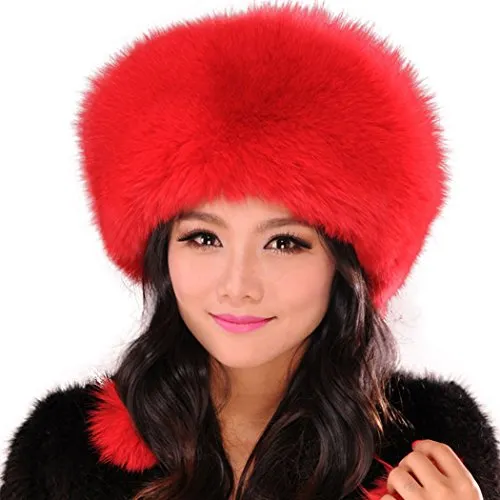 Winter Hats for Women Real Fox Fur Beanie Hat Skullies Cap Womens 13602