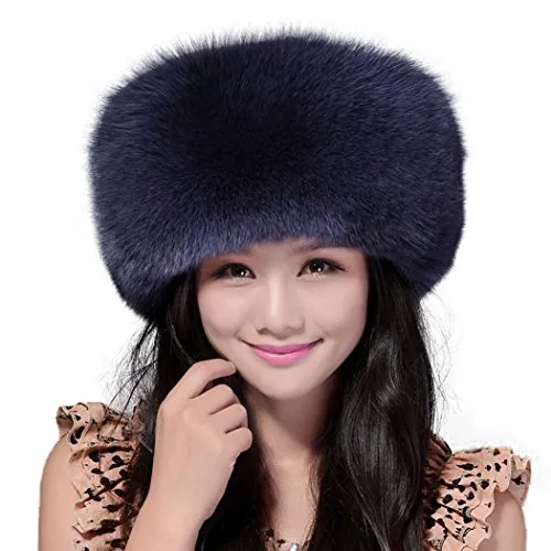 Winter Hats for Women Real Fox Fur Beanie Hat Skullies Cap Womens 13602