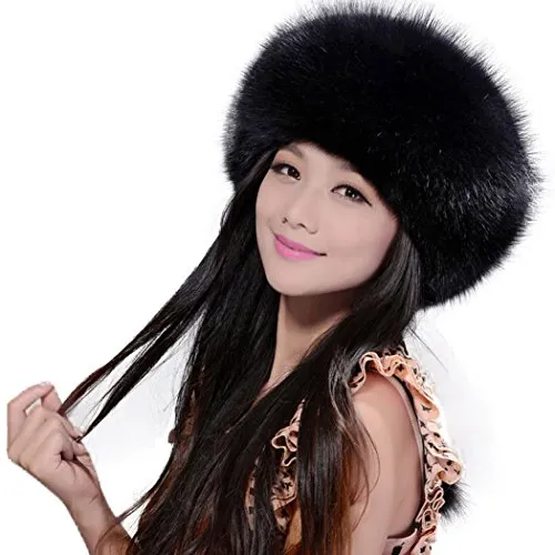 Winter Hats for Women Real Fox Fur Beanie Hat Skullies Cap Womens 13602