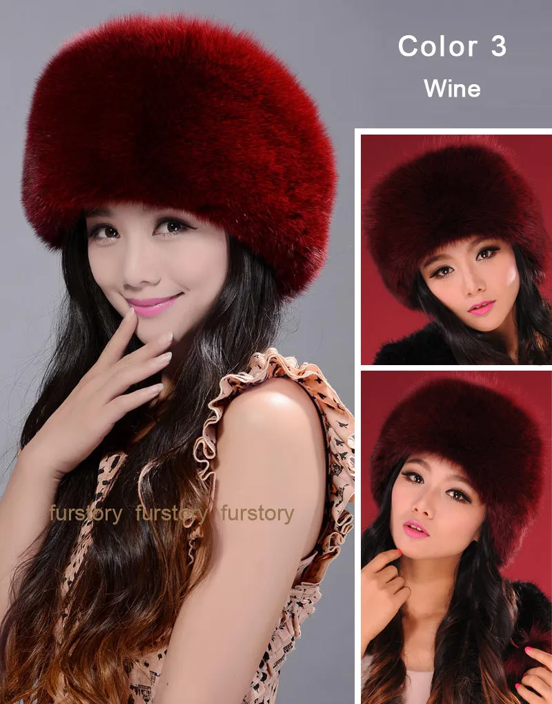 Winter Hats for Women Real Fox Fur Beanie Hat Skullies Cap Womens 13602