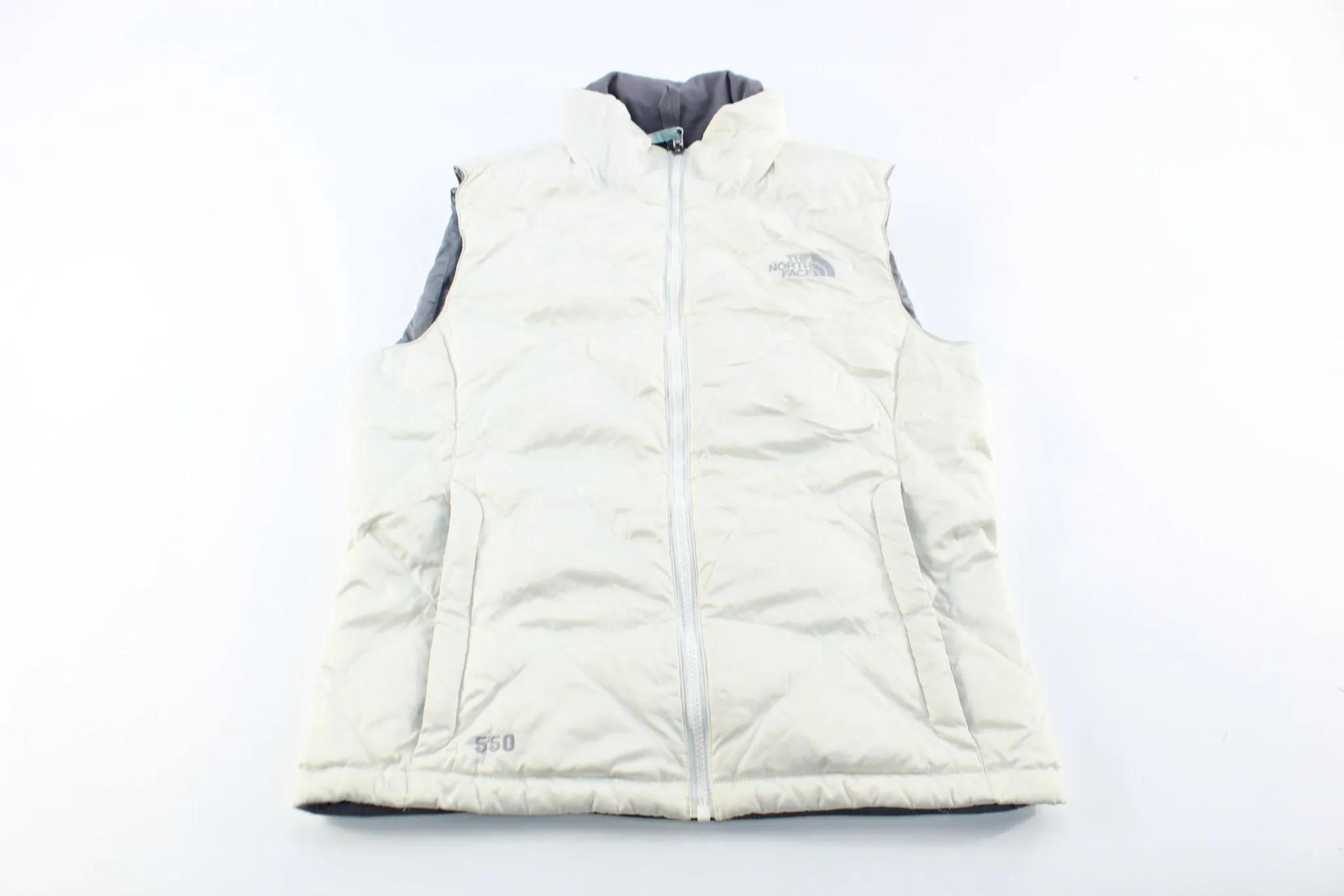 Women's The North Face 550 White Puffer Zip Up Vest