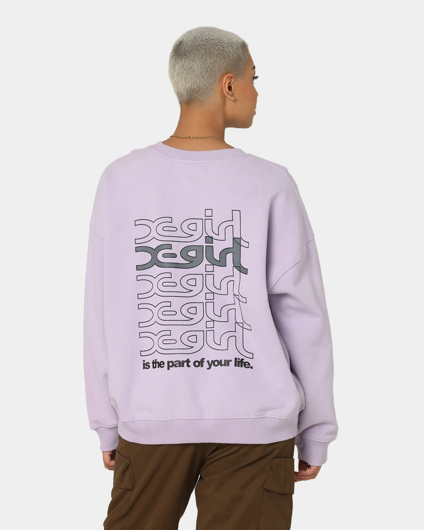 X-Girl Women's Jelly Logo Crewneck Lilac