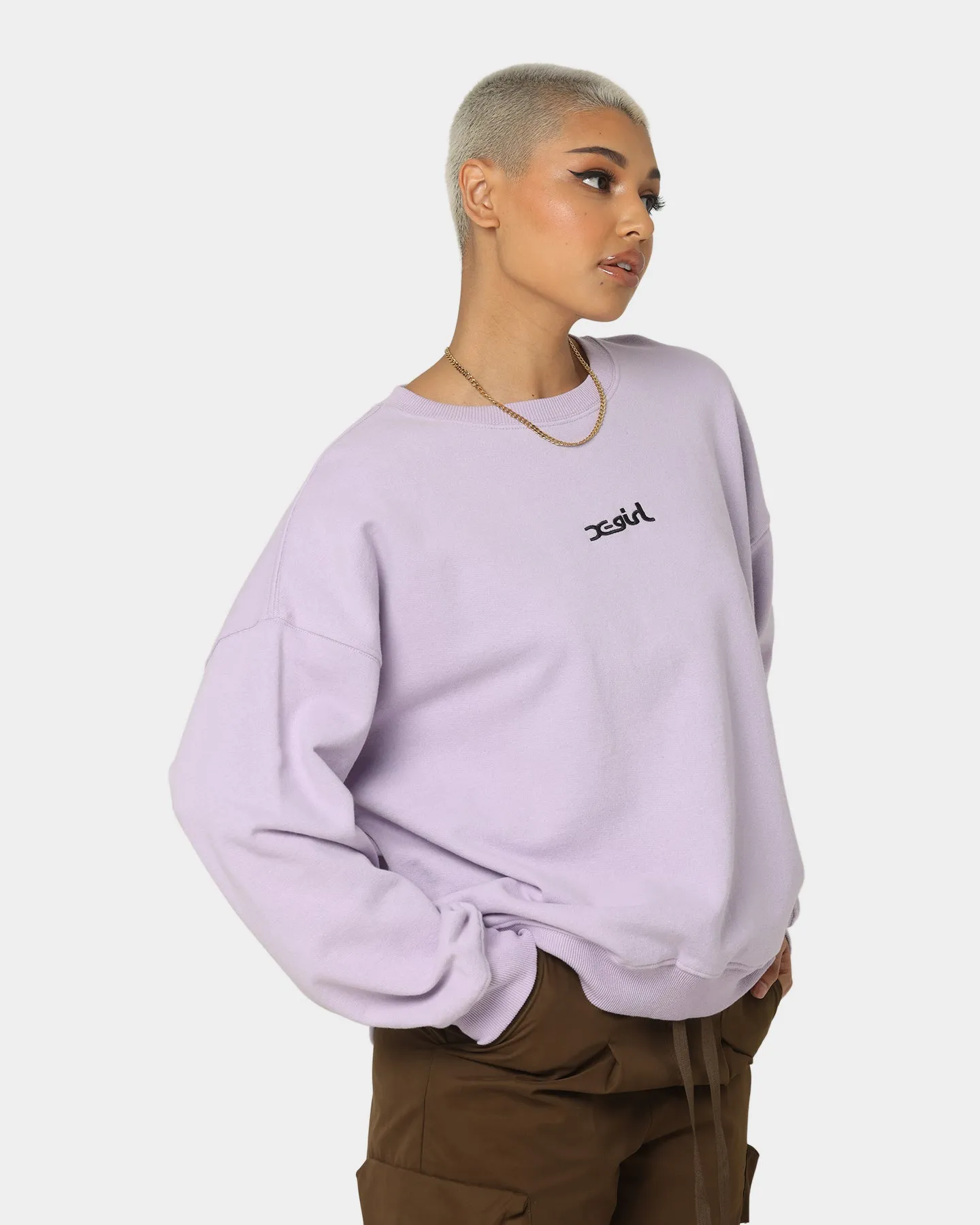 X-Girl Women's Jelly Logo Crewneck Lilac