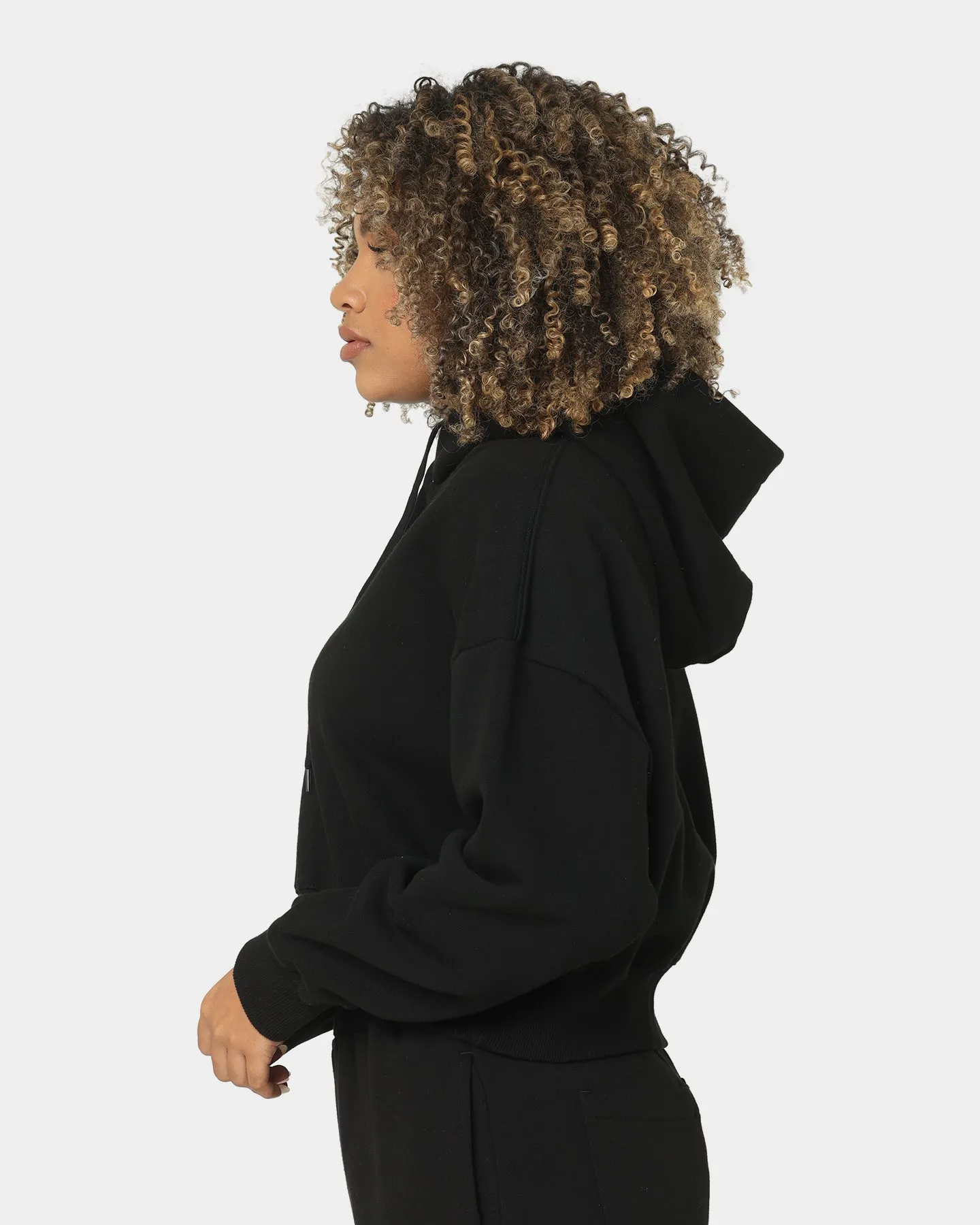 X-Girl Women's Mills Logo Crop Hoodie Black