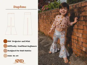 Youth Daphne Bells, Wide Leg and Flare Pants Digital Sewing Pattern Sizes NB-16Y